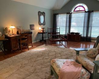 Looking into the Master Bedroom. The rug is 8ft x 10ft, Polypropylene pile by Dylan Rug Co. and the color is Sand.