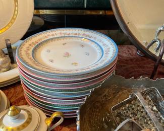 Beautiful, German luncheon 9" plates, they all have different colored edges