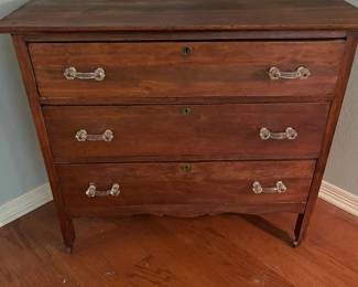 Early American chest of drawers, handmade and with glass knobs