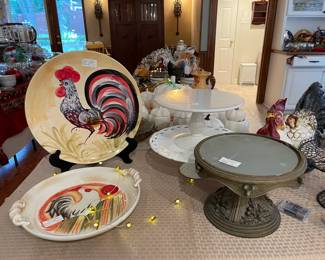 Italian hand painted platters, great cake stands