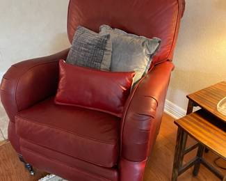Beautiful red leather reclining arm chair