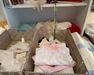 Vintage hankies, baby linens and clothing