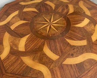 A close look at the mixed wood inlay detail