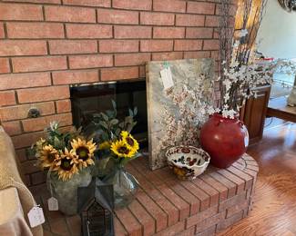 Floral, large glass jars, Italian bowl, pottery and art