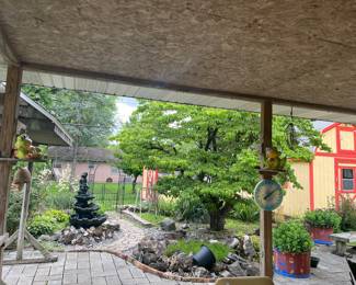 Lots of outdoor decor. (Rocks are not for sale).