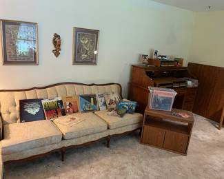 Vintage records and office furniture.