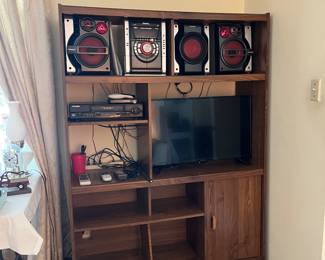 Entertainment center. Stereo. Television. Electronics.
