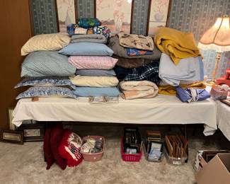 Pillows, blankets and towels