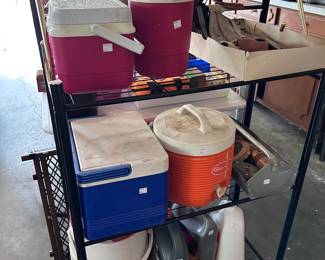 Coolers and shelving.