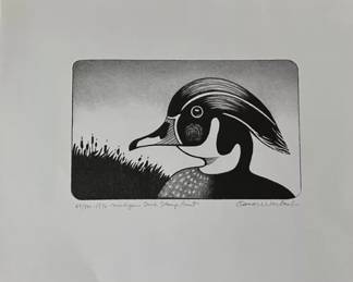 Oscar Warbach 1976 Michigan Duck Stamp Print #152/500 with Stamp, Excellent Condition