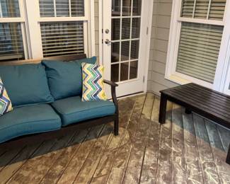 06 Wood Patio Furniture Set with Colorful Cushions