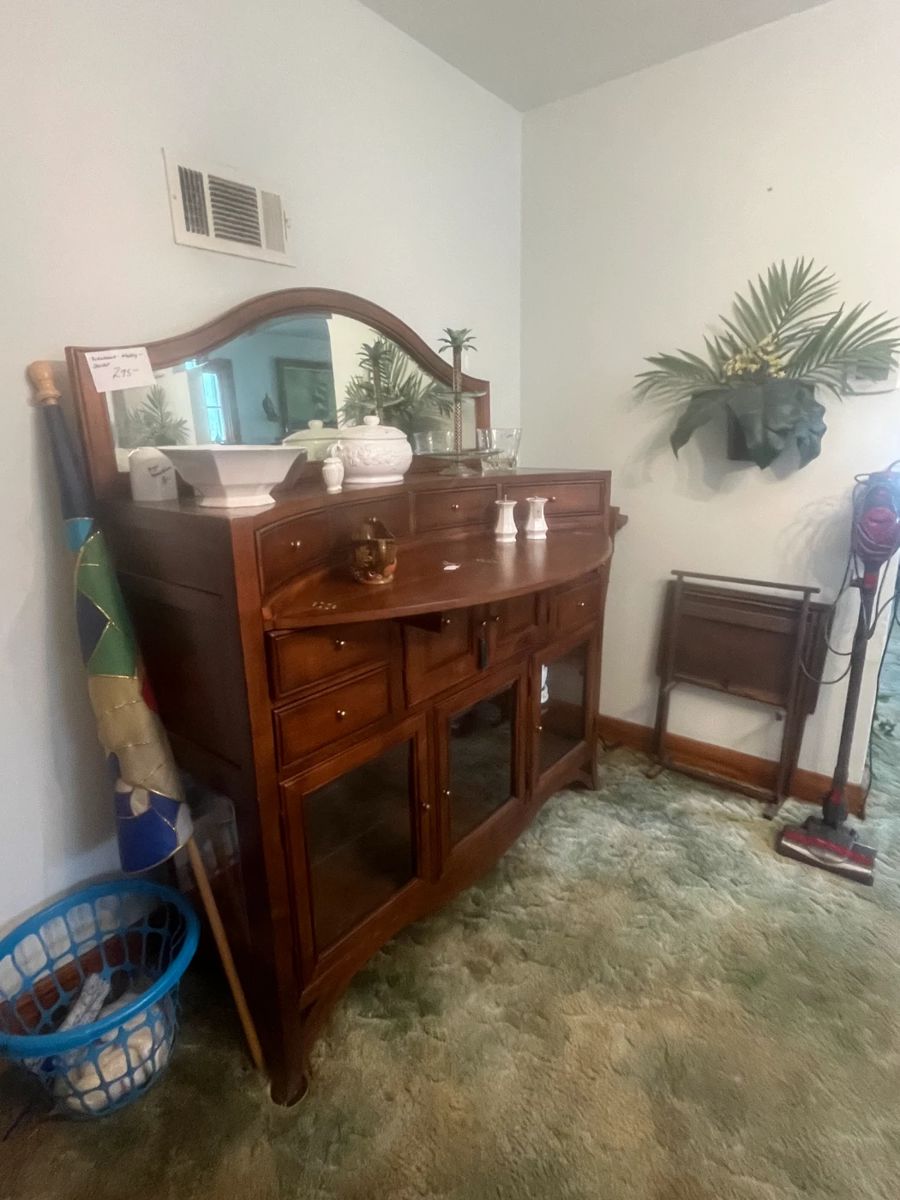Beautiful hutch with foldout serving area.