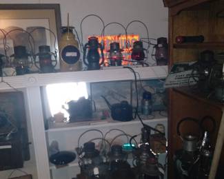 Railroad lanterns locks switch stand oil cans