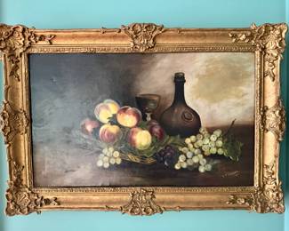 Antique late 1800's oil fruit still life