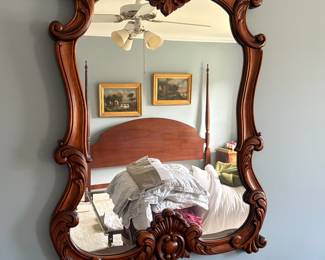 Carved wood mirror