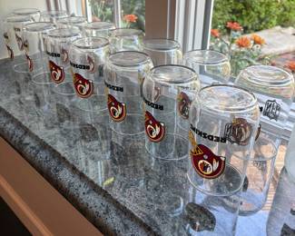 Redskins glasses and memorabilia