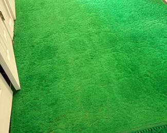 Large midcentury green area rug