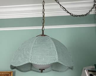 Wicker swag lamp