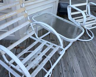 Outdoor patio chairs and table