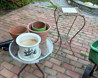 Outdoor pots and tables