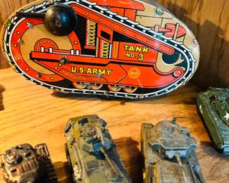Marx Army tank, Wind up and oh so cool. Small tanks are made in Japan, China, and USA