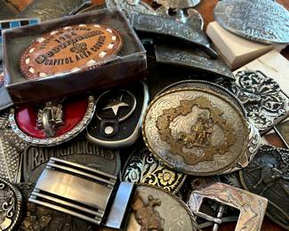 Vintage Belt buckles from the 60s, 70s, 80s. They are SUPER COOL. Everyone will think you either look great for your age, or they will ask where you got the buckle.