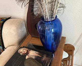 Coffee Table Books. Marilyn Monroe. Trench Art, Cobalt blue glass.