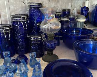 Cobalt Blue Dishes, Jars, Collectibles