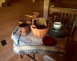 Loft area several Longeberger baskets