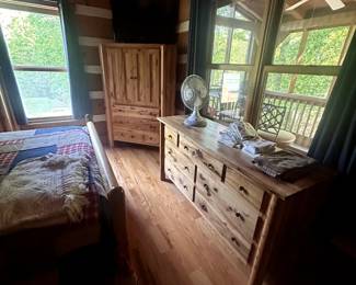 Close up of dresser and corner closet