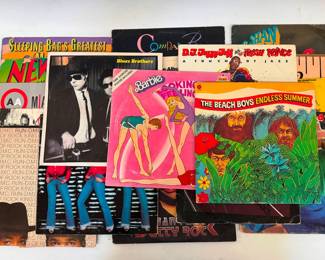 The Beach Boys Endless Summer, Barbie and The Blues Brothers Vinyl Albums Lot