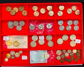 Silver, Gold Plated, US Coins Tray