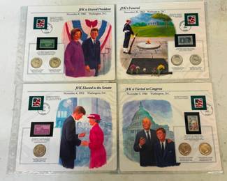 PCS John F. Kennedy Half Dollar Collection, Uncirculated Silver Half Dollars and Stamps