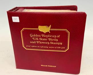 Golden Replicas of US State Birds and Flowers Stamps Proof Replicas 22k Gold Surface
