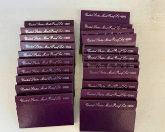 United States Proof Sets 1988, 1989, 1990, 1991 and 1992