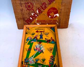 1930's Poosh-Em-Up Jr 4-In-1 Baseball Game with Original Box