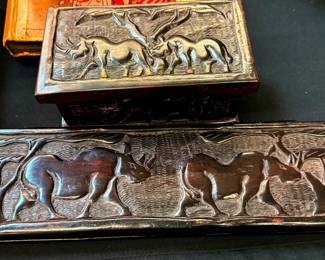 Hand Carved Wooden Dresser Boxes