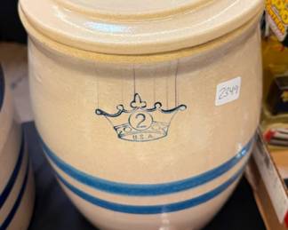 Robinson Ransbottom Blue Crown Royal 2 Gallon Stoneware Beverage Dispenser