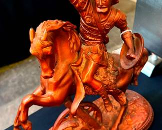 Metal Sculpture Man on Horse, St. George
