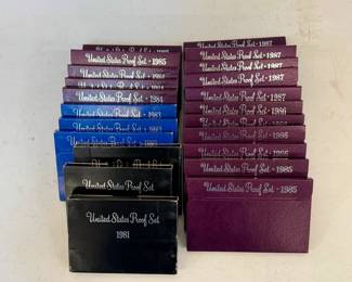 United States Proof Sets 1981, 1983, 1984 and 1985.