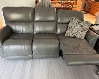 Leather reclining sofas soft grey color