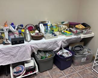 Laundry room items. Iron. Cleaning supplies.