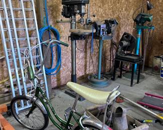 Metal ramps. Vintage schwinn bicycle.