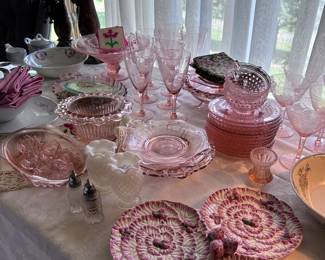 Vintage depression glass.