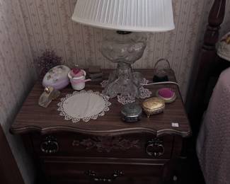 Side table and lamp.