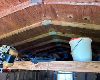 Weed eater. Garage supplies.