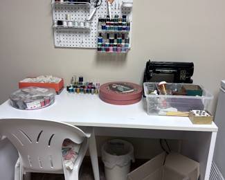 Sewing table. Sewing machine. Sewing notions.