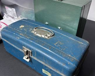 Tackle box. Storage containers.