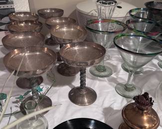 Glassware and silver.