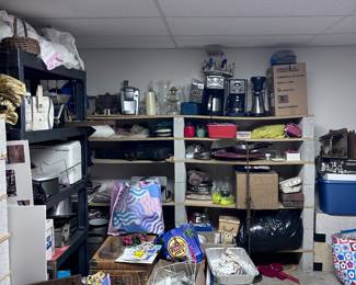 Small appliances. Storage items. Coolers. Storage trunk.